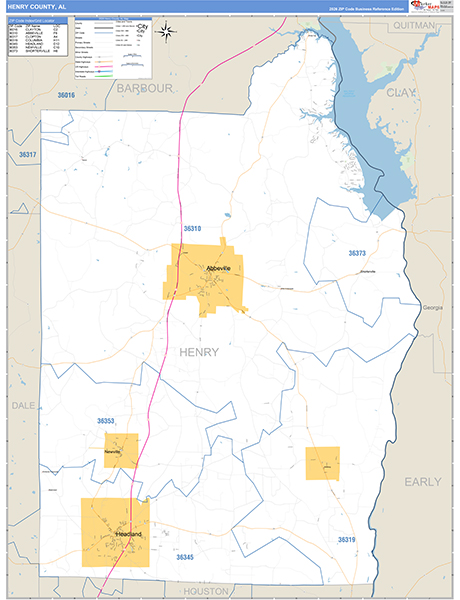 Henry County, AL Zip Code Map