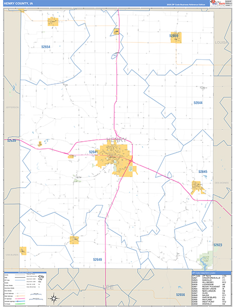 Henry County, IA Zip Code Map