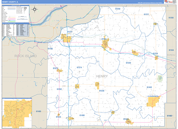 Henry County, IL Zip Code Map