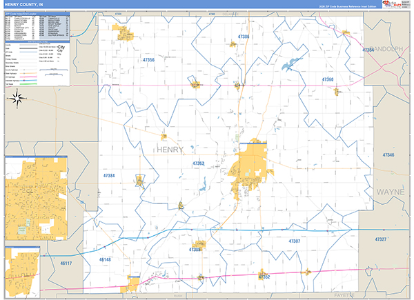 Henry County, IN Zip Code Map