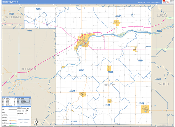 Henry County, OH Zip Code Map