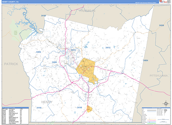 Henry County, VA Zip Code Map