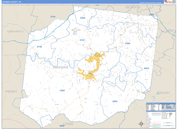 Hickman County, TN Zip Code Map