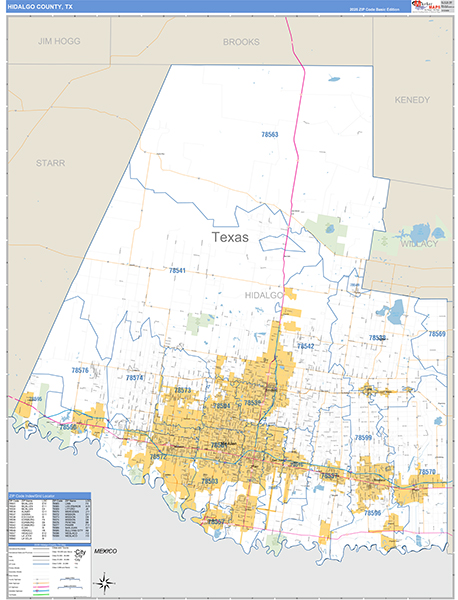 Hidalgo County, TX Zip Code Map