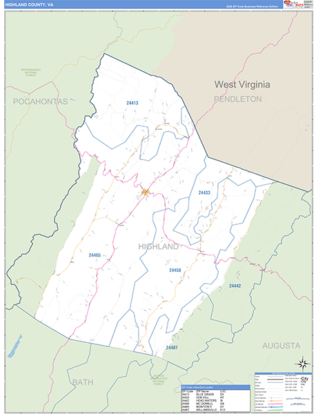 Highland County, VA Zip Code Map
