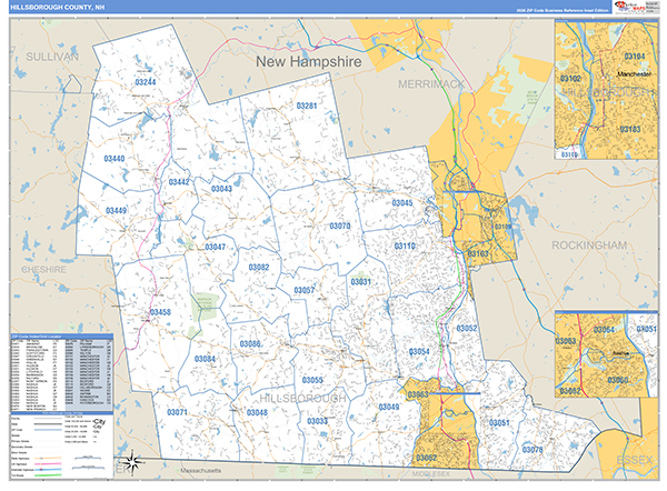 Hillsborough County, NH Zip Code Map