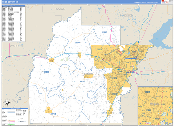 Hinds County, MS Zip Code Map