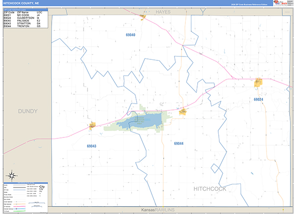 Hitchcock County, NE Zip Code Map