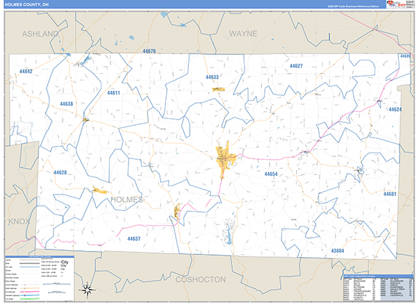 Holmes County, OH Zip Code Map