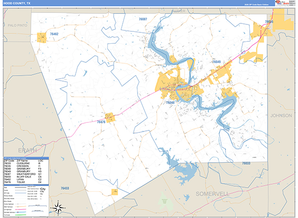 Hood County, TX Zip Code Map