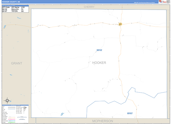 Hooker County, NE Zip Code Map