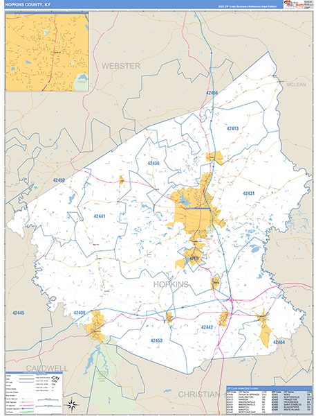 Hopkins County, KY Zip Code Map