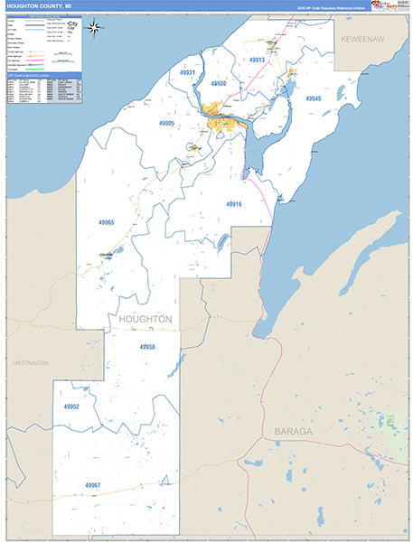 Houghton County, MI Zip Code Map