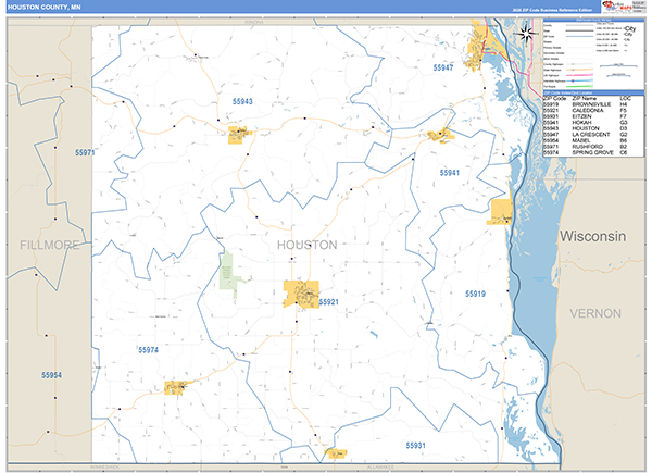 Houston County, MN Zip Code Map