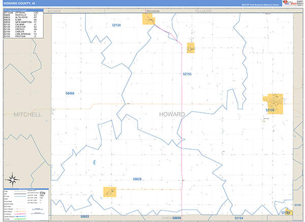 Howard County, IA Zip Code Map