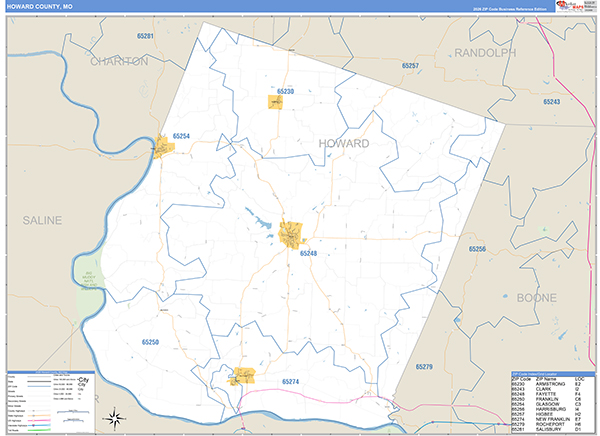 Howard County, MO Zip Code Map
