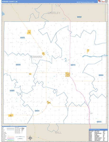 Howard County, NE Zip Code Map