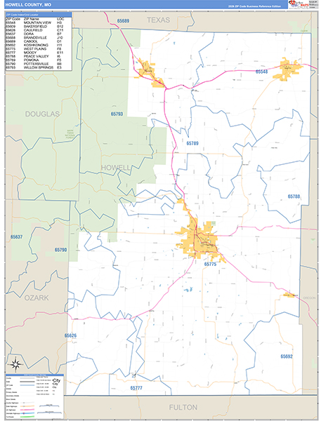 Howell County, MO Map Basic Style