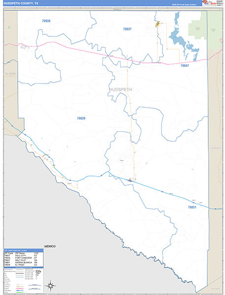Hudspeth County, TX Zip Code Map