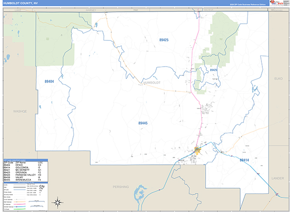 Humboldt County, NV Zip Code Map