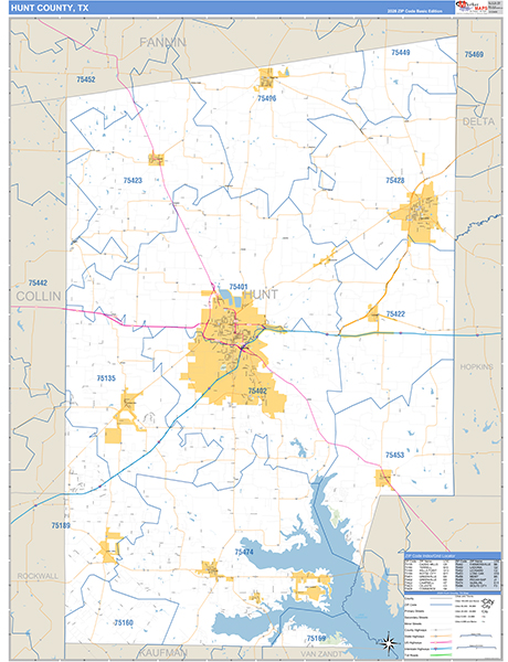 Hunt County, TX Zip Code Map