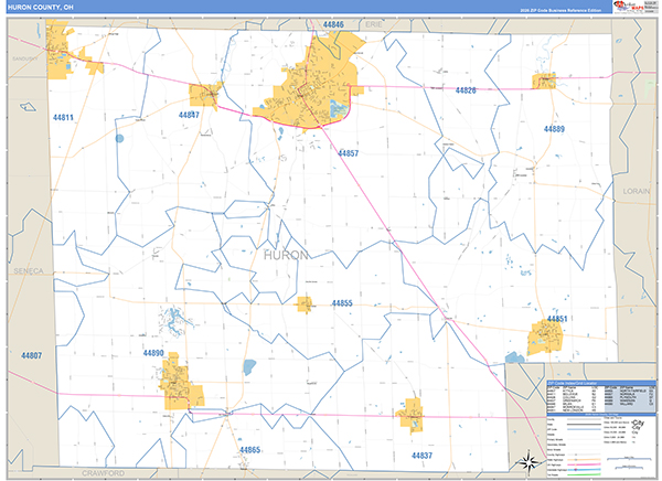 Huron County, OH Zip Code Map