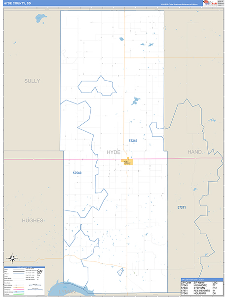 Hyde County, SD Carrier Route Wall Map