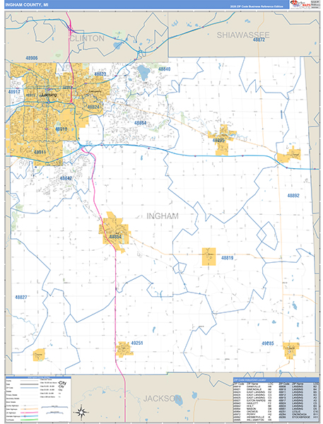 Ingham County, MI Zip Code Map