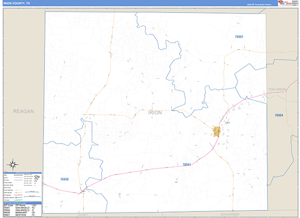 Irion County, TX Zip Code Map