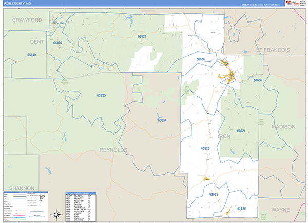 Iron County, MO Zip Code Map