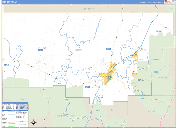 Iron County, UT Zip Code Map