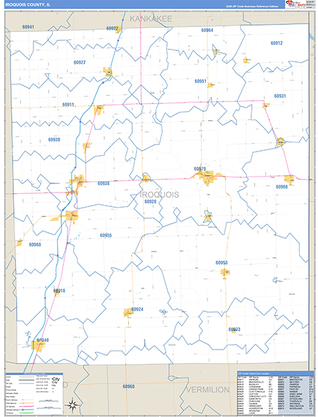 Iroquois County, IL Zip Code Map
