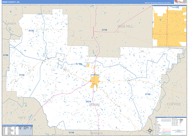 Irwin County, GA Zip Code Map