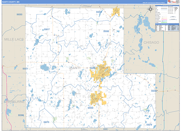 Isanti County, MN Zip Code Map