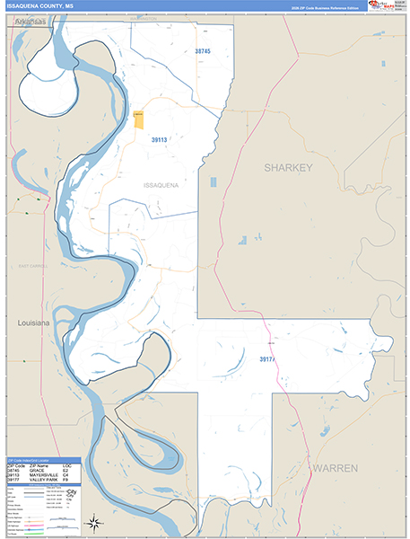 Issaquena County, MS Zip Code Map