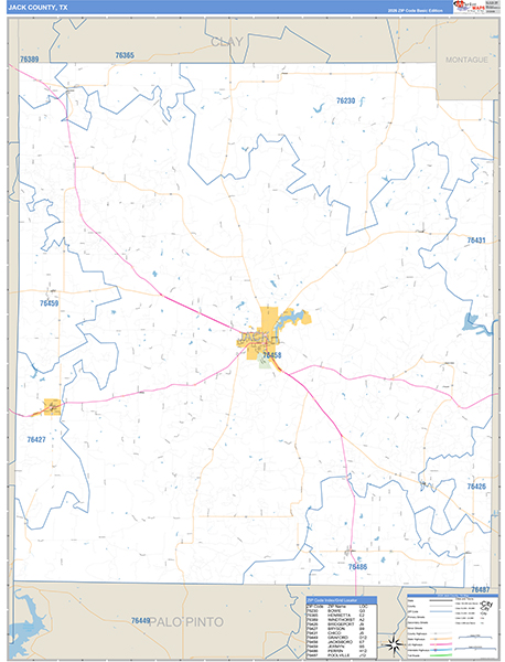 Jack County, TX Zip Code Map