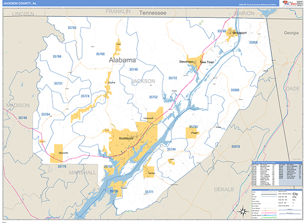 Jackson County, AL Zip Code Map