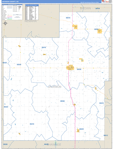 Jackson County, KS Zip Code Map