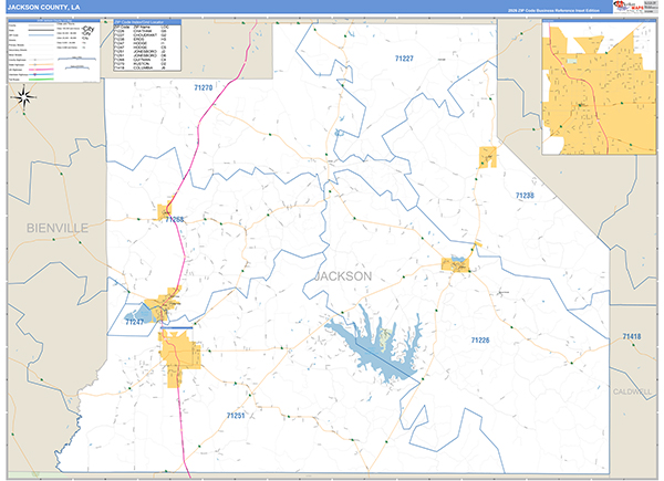 Jackson Parish (County), LA Wall Map Basic Style