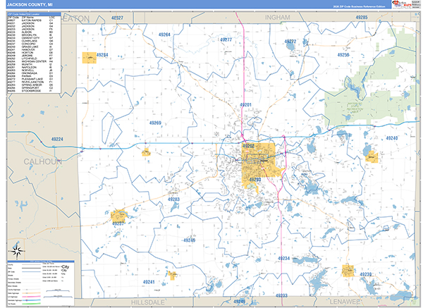Jackson County, MI Zip Code Map