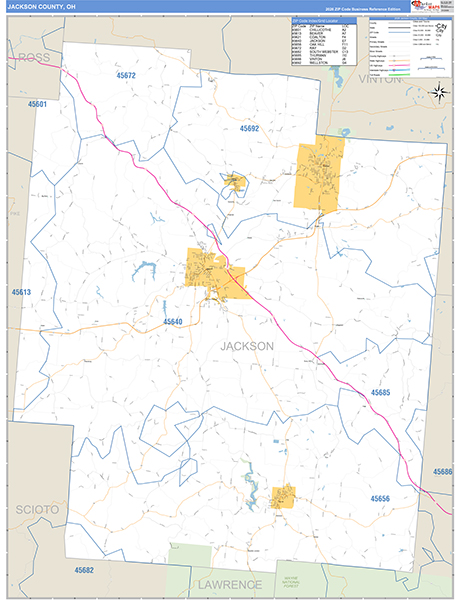 Jackson County, OH Zip Code Map