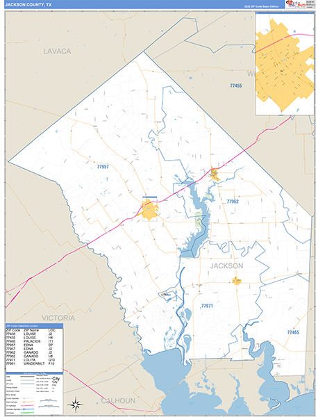Jackson County, TX Zip Code Map
