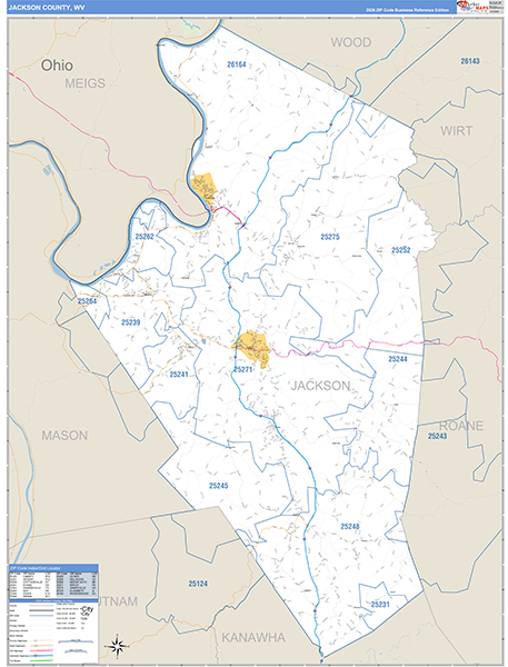 Jackson County, WV Zip Code Map