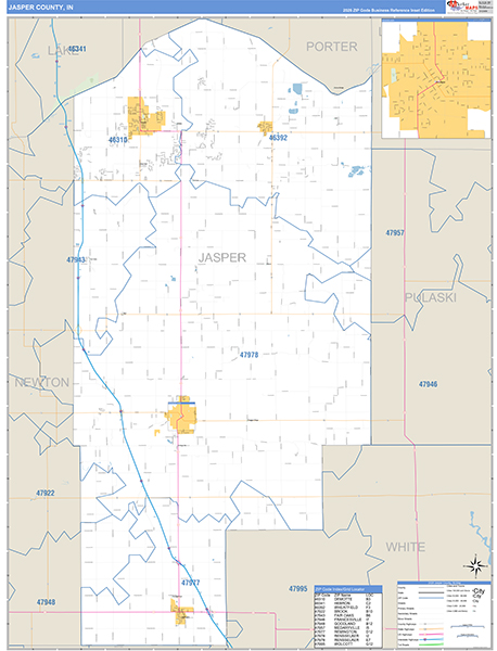 Jasper County, IN Zip Code Map