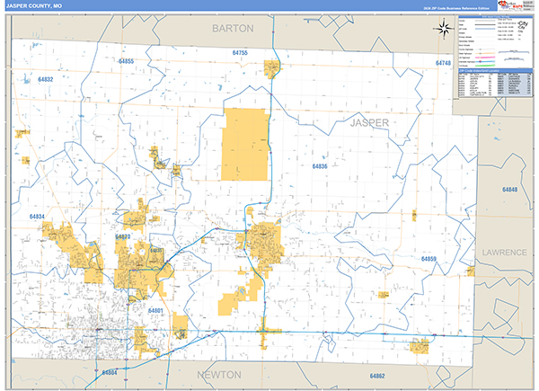 Jasper County, MO Zip Code Map