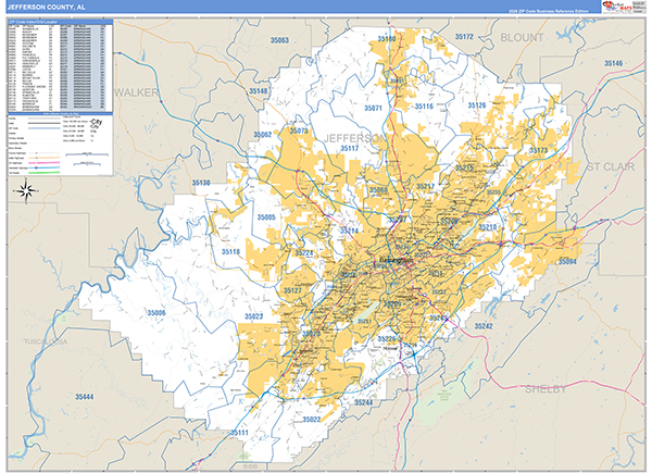 Jefferson County, AL Zip Code Map