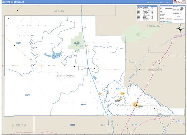 Jefferson County, ID Zip Code Map