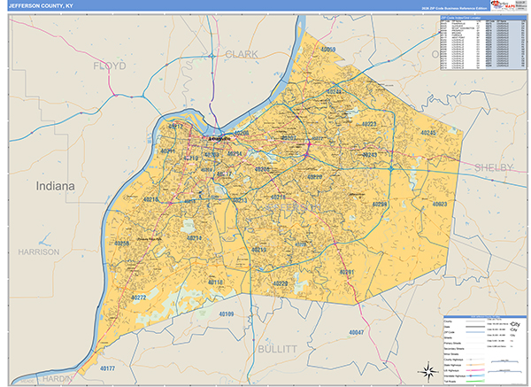 Jefferson County, KY Zip Code Map