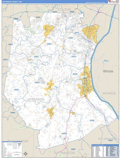 Jefferson County, MO Map Basic Style