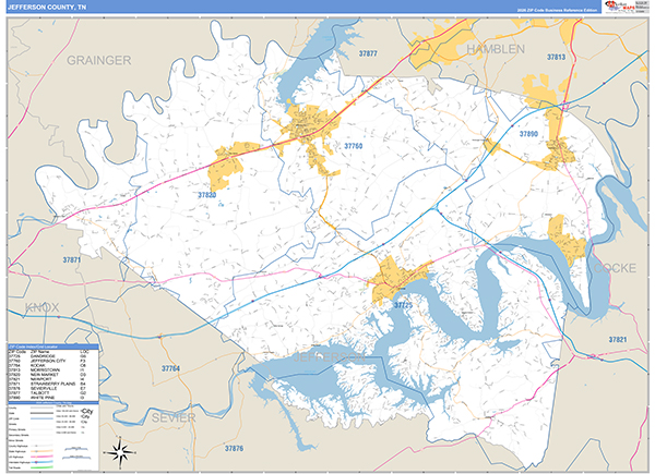Jefferson County, TN Zip Code Map